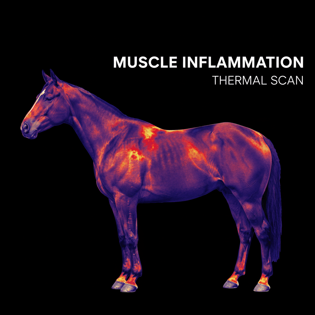 Horse thermal scan showing heat in back and hindquarters